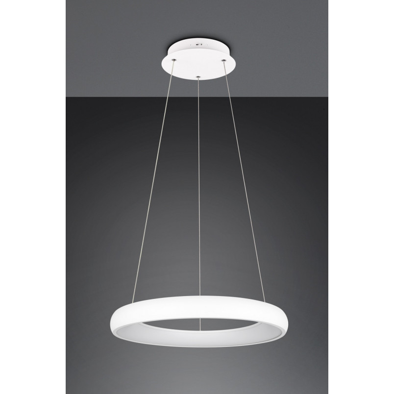 Lampa wisząca okrągła z regulacją barwy światła Cardona LED 62cm biały mat Trio