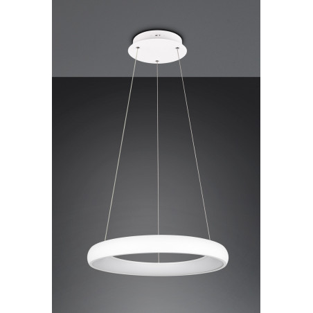 Lampa wisząca okrągła z regulacją barwy światła Cardona LED 62cm biały mat Trio