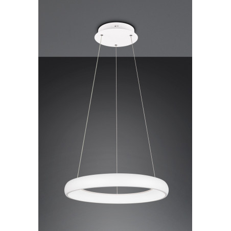 Lampa wisząca okrągła z regulacją barwy światła Cardona LED 62cm biały mat Trio