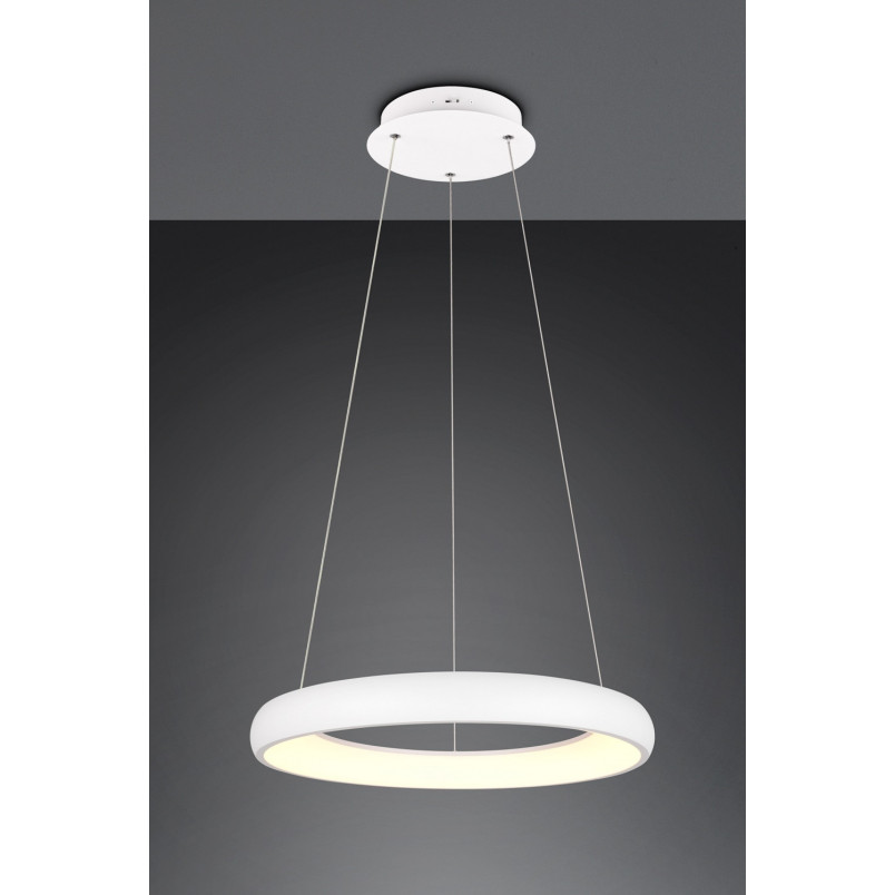 Lampa wisząca okrągła z regulacją barwy światła Cardona LED 62cm biały mat Trio