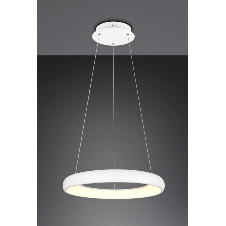 Lampa wisząca okrągła z regulacją barwy światła Cardona LED 62cm biały mat Trio