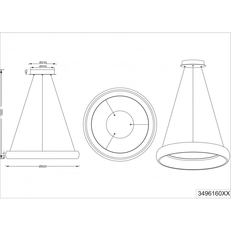 Lampa wisząca okrągła z regulacją barwy światła Cardona LED 62cm biały mat Trio