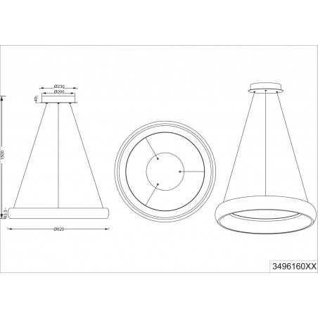 Lampa wisząca okrągła z regulacją barwy światła Cardona LED 62cm biały mat Trio