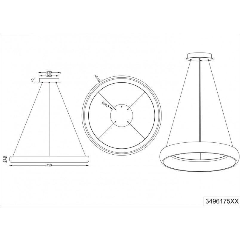 Lampa wisząca okrągła z regulacją barwy światła Cardona LED 75cm biały mat Trio