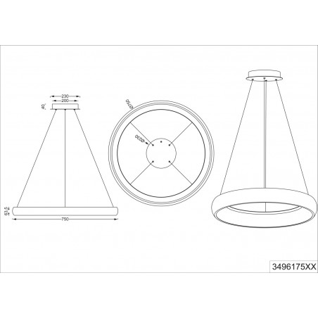 Lampa wisząca okrągła z regulacją barwy światła Cardona LED 75cm biały mat Trio
