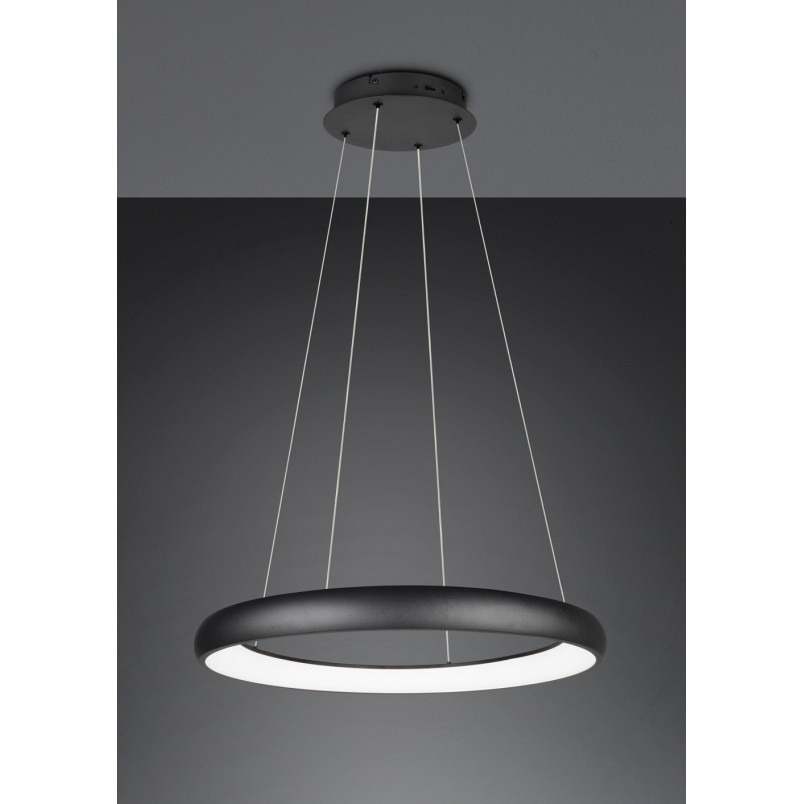 Lampa wisząca okrągła z regulacją barwy światła Cardona LED 75cm czarny mat Trio