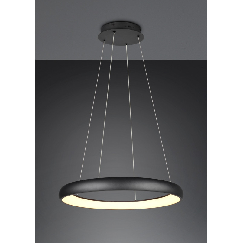 Lampa wisząca okrągła z regulacją barwy światła Cardona LED 75cm czarny mat Trio