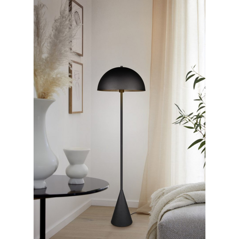 Lampa podłogowa "grzybek" na stożkowej podstawie Alfie 130cm czarny mat Trio