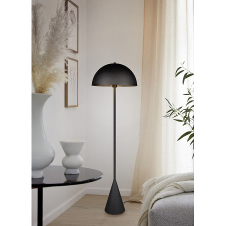 Lampa podłogowa "grzybek" na stożkowej podstawie Alfie 130cm czarny mat Trio