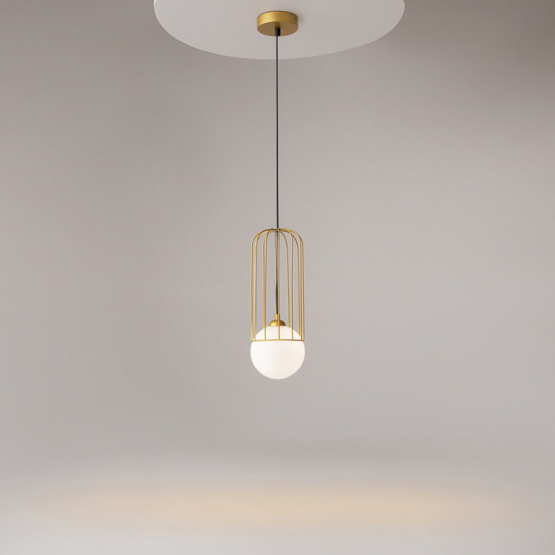 Lampa wisząca szklana kula glamour Telford 12cm biało-złota Maytoni