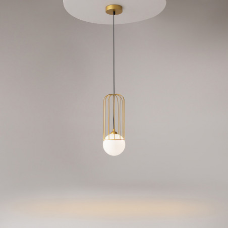 Lampa wisząca szklana kula glamour Telford 12cm biało-złota Maytoni