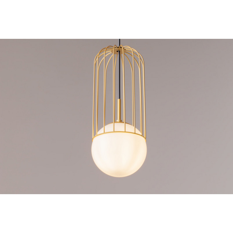 Lampa wisząca szklana kula glamour Telford 12cm biało-złota Maytoni