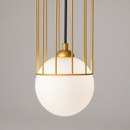 Lampa wisząca szklana kula glamour Telford 12cm biało-złota Maytoni