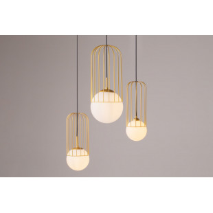 Lampa wisząca szklana kula glamour Telford 12cm biało-złota Maytoni