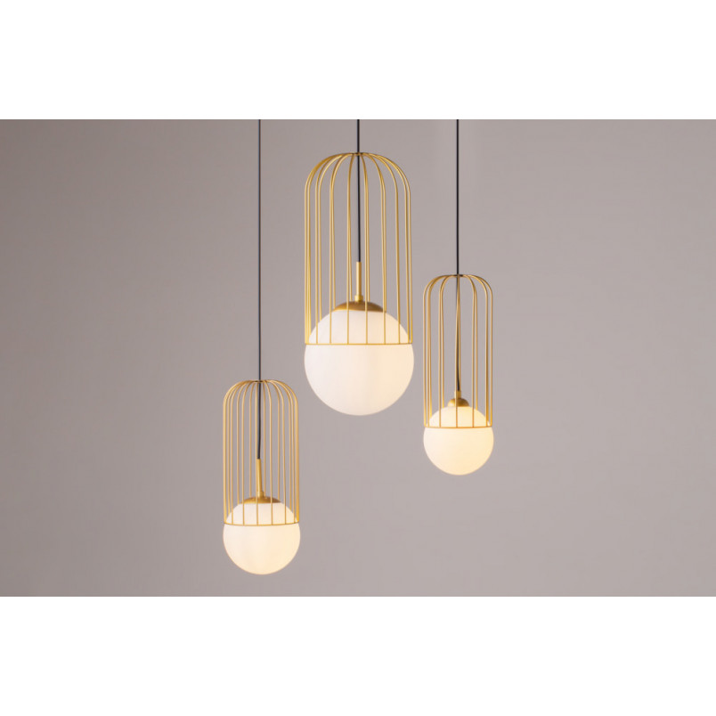 Lampa wisząca szklana kula glamour Telford 12cm biało-złota Maytoni