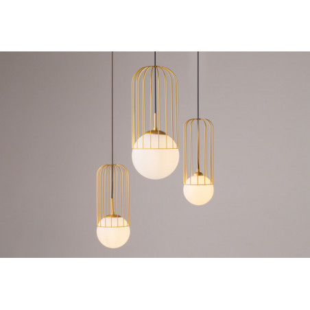 Lampa wisząca szklana kula glamour Telford 12cm biało-złota Maytoni