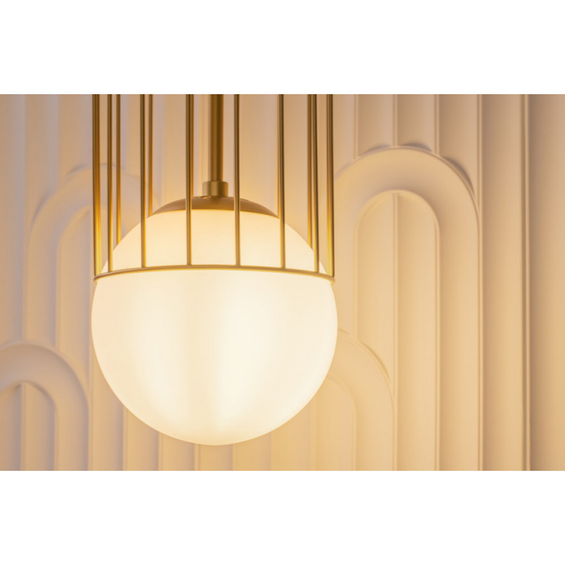 Lampa wisząca szklana kula glamour Telford 12cm biało-złota Maytoni