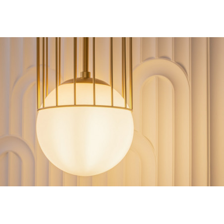 Lampa wisząca szklana kula glamour Telford 12cm biało-złota Maytoni