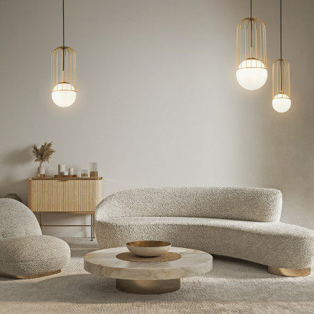 Lampa wisząca szklana kula glamour Telford 12cm biało-złota Maytoni