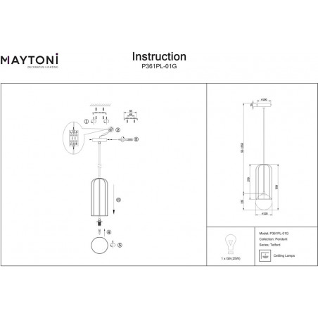Lampa wisząca szklana kula glamour Telford 12cm biało-złota Maytoni