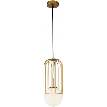Lampa wisząca szklana kula glamour Telford 15cm biało-złota Maytoni
