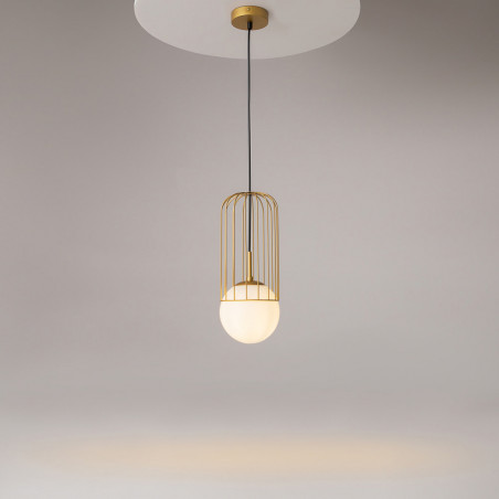 Lampa wisząca szklana kula glamour Telford 15cm biało-złota Maytoni