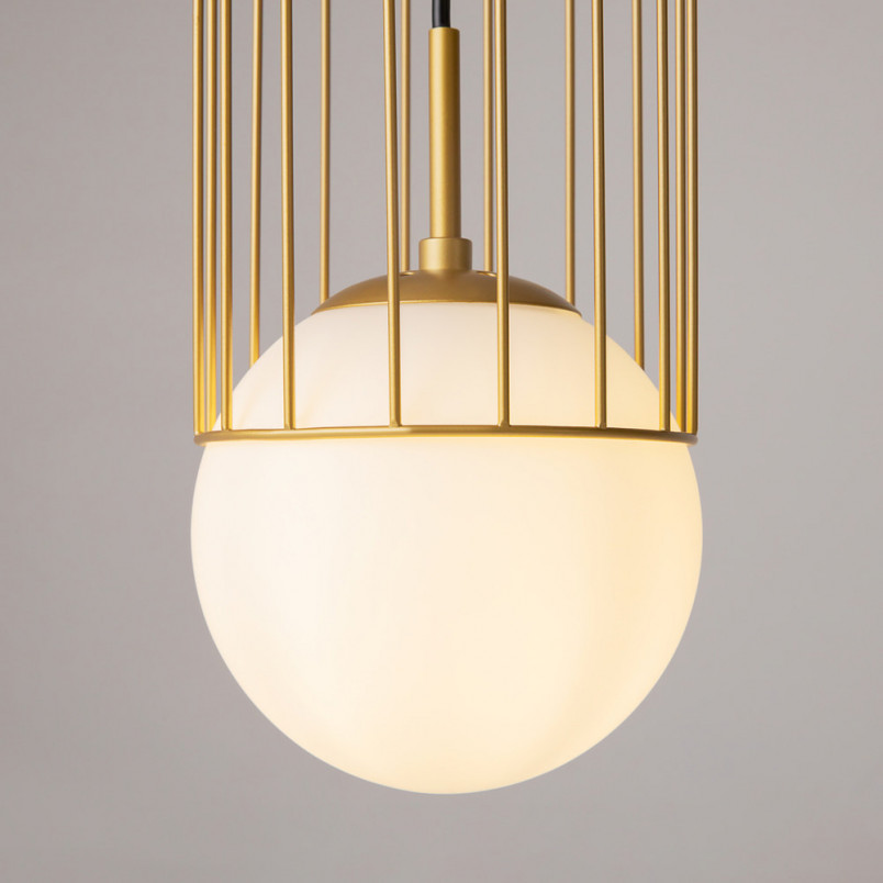 Lampa wisząca szklana kula glamour Telford 15cm biało-złota Maytoni