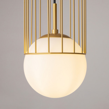 Lampa wisząca szklana kula glamour Telford 15cm biało-złota Maytoni