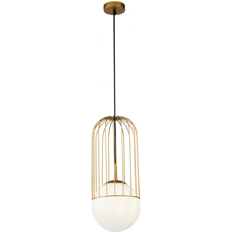 Lampa wisząca szklana kula glamour Telford 20cm biało-złota Maytoni