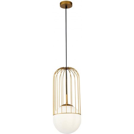 Lampa wisząca szklana kula glamour Telford 20cm biało-złota Maytoni