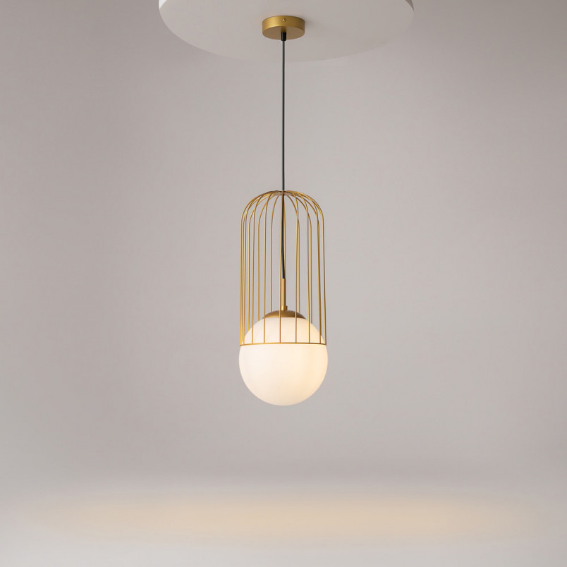 Lampa wisząca szklana kula glamour Telford 20cm biało-złota Maytoni
