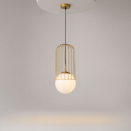 Lampa wisząca szklana kula glamour Telford 20cm biało-złota Maytoni