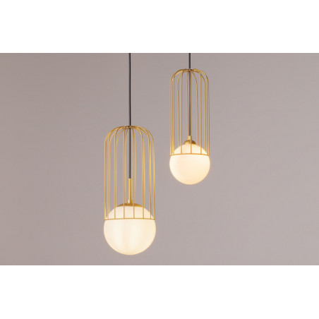 Lampa wisząca szklana kula glamour Telford 20cm biało-złota Maytoni
