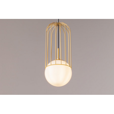 Lampa wisząca szklana kula glamour Telford 20cm biało-złota Maytoni