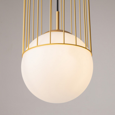 Lampa wisząca szklana kula glamour Telford 20cm biało-złota Maytoni