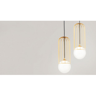 Lampa wisząca szklana kula glamour Telford 20cm biało-złota Maytoni