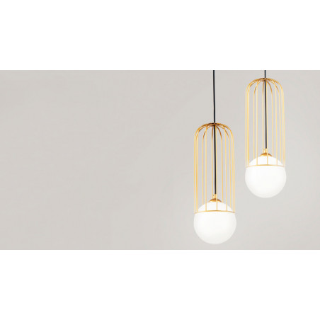 Lampa wisząca szklana kula glamour Telford 20cm biało-złota Maytoni