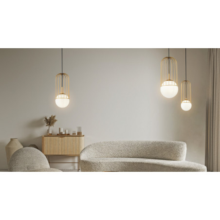 Lampa wisząca szklana kula glamour Telford 20cm biało-złota Maytoni