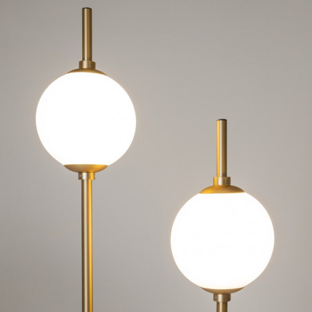 Lampa podłogowa 2 szklane kule The Sixth Sense 150cm biały / mosiądz Maytoni