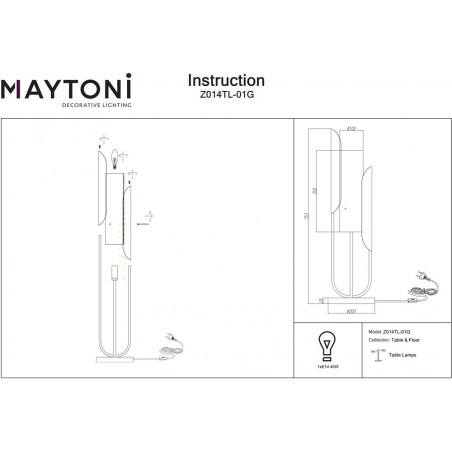 Lampa szklana na komodę Сipresso 20cm biało-złota Maytoni