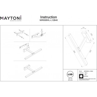 Kinkiet nad lustro Bris LED 4000K 49,5cm czarny Maytoni