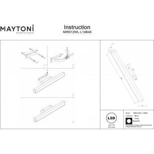 Kinkiet nad lustro Fichte LED 60cm czarny Maytoni