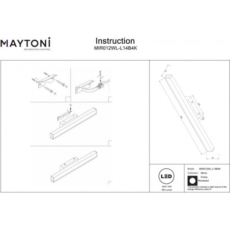 Kinkiet nad lustro Fichte LED 60cm czarny Maytoni