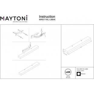 Kinkiet łazienkowy podłużny Orion LED 4000K 40cm czarny Maytoni