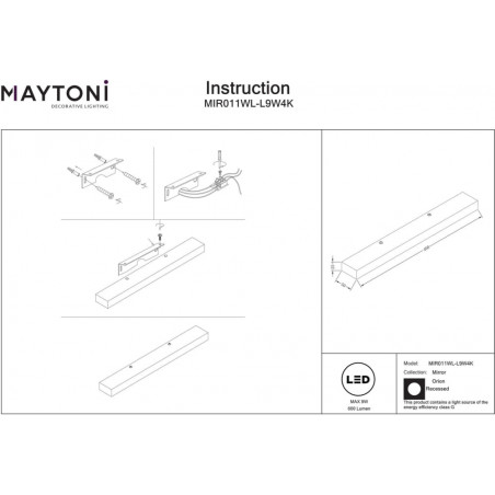 Kinkiet łazienkowy podłużny Orion LED 4000K 40cm biały Maytoni