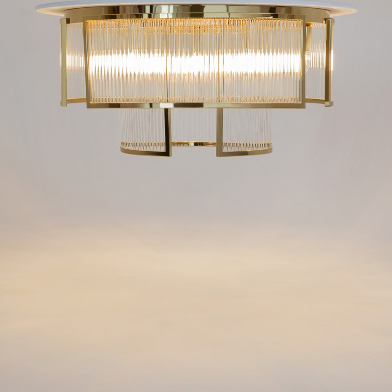 Plafon szklany hampton Frame 65cm przeźroczysty / złoty Maytoni