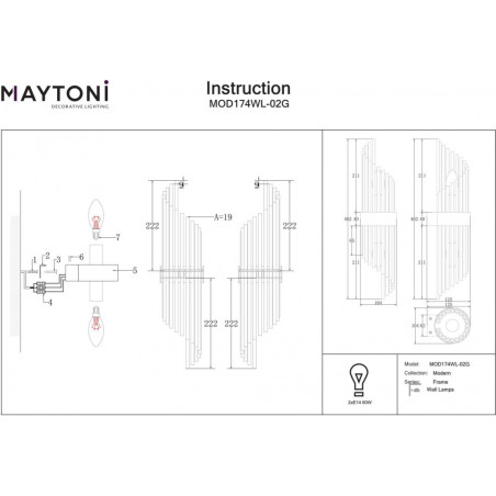 Kinkiet szklany hampton Frame przeźroczysty / złoty Maytoni