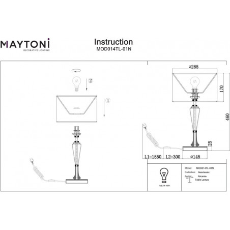 Lampa stołowa hampton Alicante biały / nikiel Maytoni