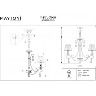 Żyrandol wiszący antyczny Brionia 58cm kremowy Maytoni