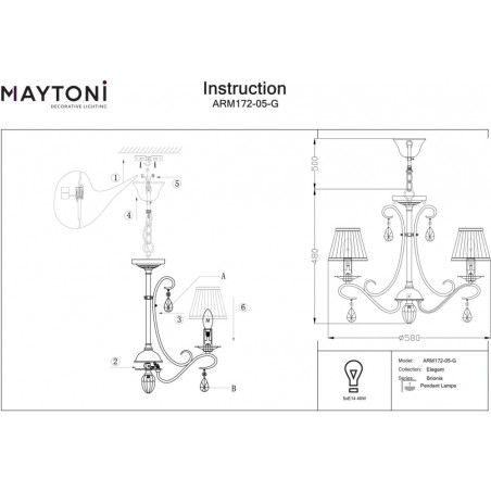Żyrandol wiszący antyczny Brionia 58cm kremowy Maytoni